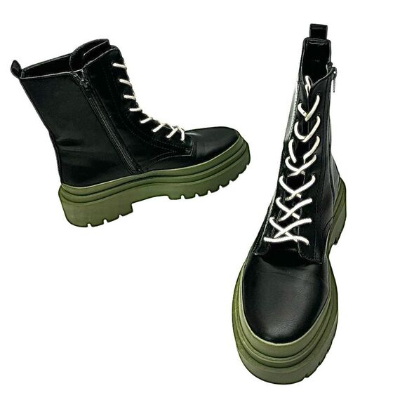 Steve Madden Womens 9 M Mansel Lace Up Boots Black Multi Round Toe Combat - Picture 7 of 11